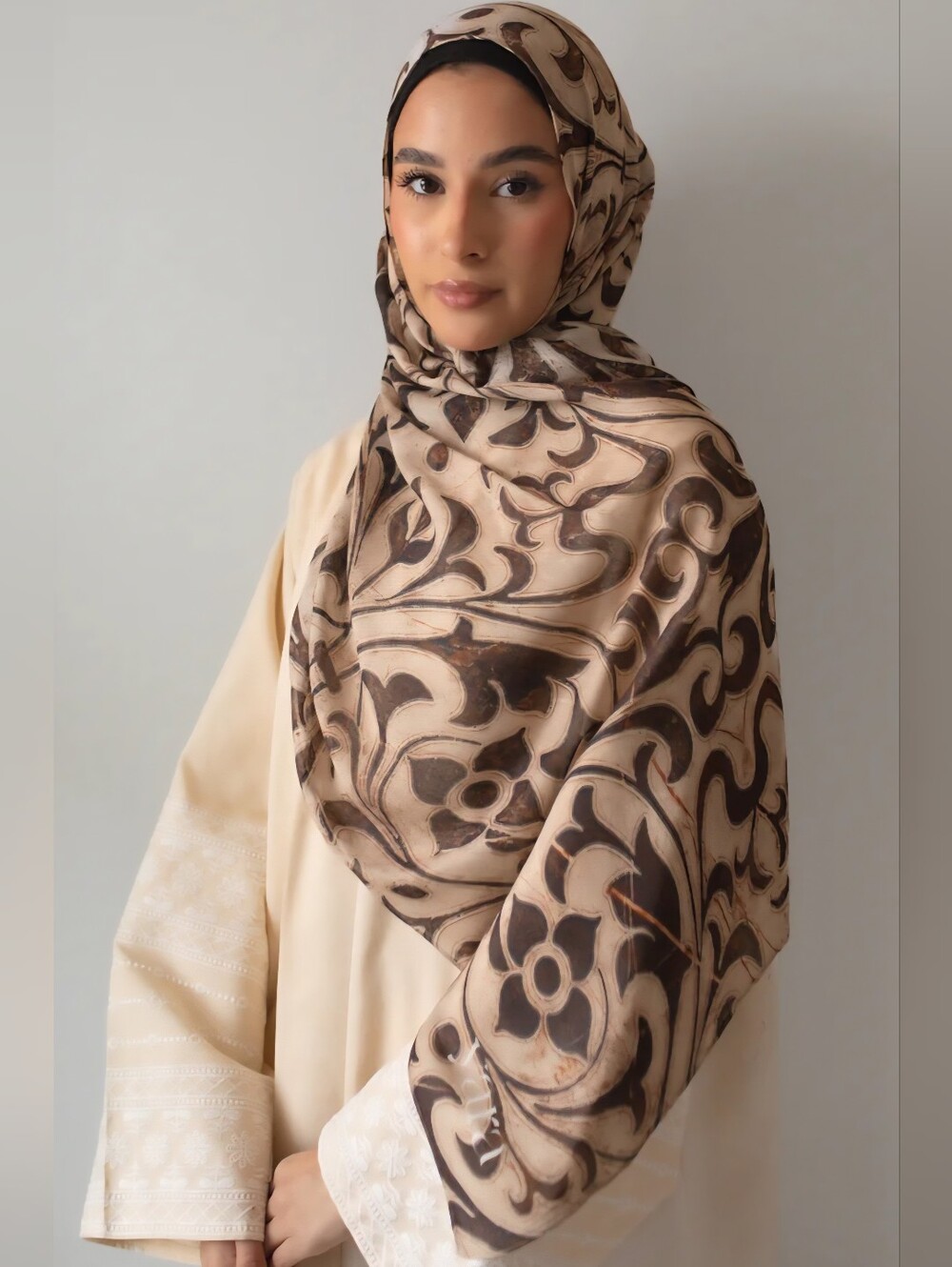 Brown And Beige Modal Hijab